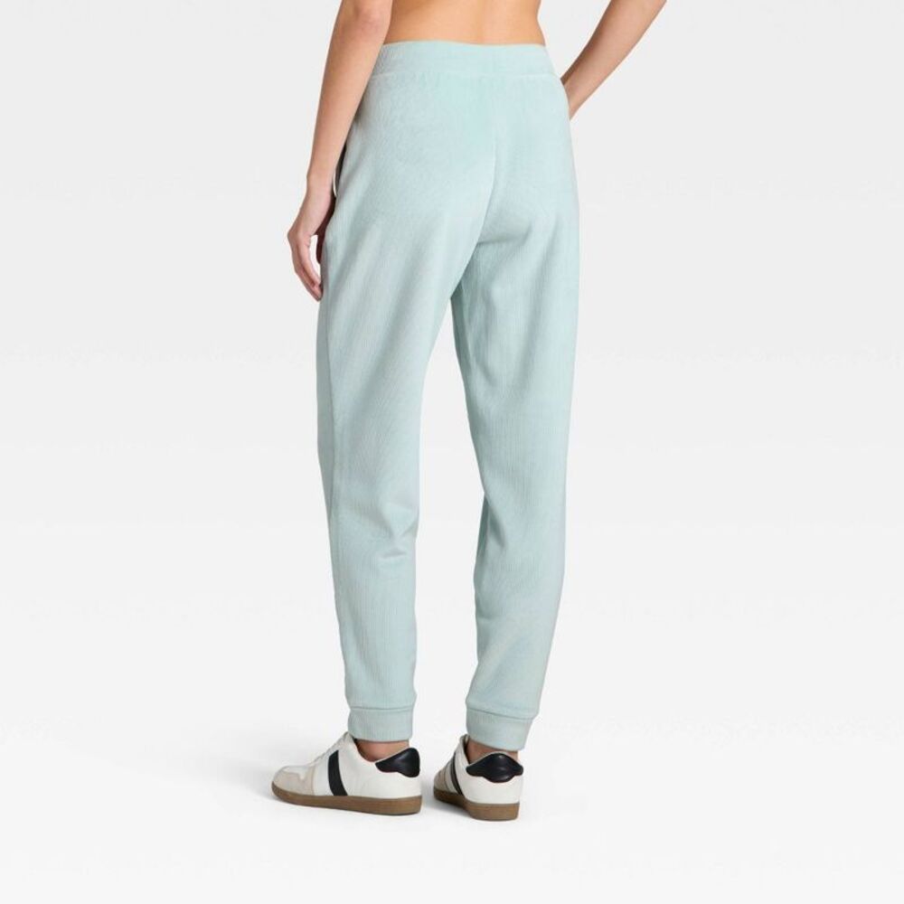 Women's Velour Ribbed Jogger Sweatpants - All In Motion Light Blue M - Picture 2 of 5